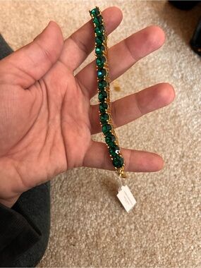 Park lane Gold Bracelet with Emerald Green Stones - Women Jewelry